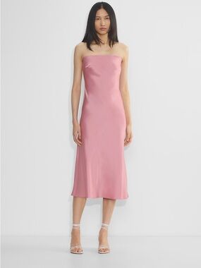 Aritzia Wilfred Charmaine Strapless Satin Midi Dress